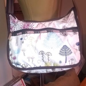 LE SPORT SAC medium handbag & makeup bag White with print botanical.